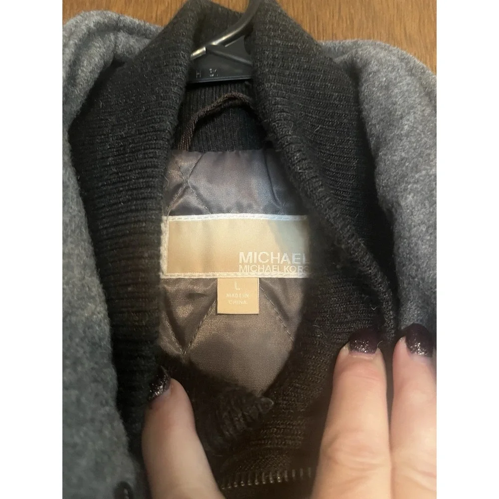 Michael Kors Wool Blend Jacket Men's Size L Gray‎  Utility Coat Jacket- EUC